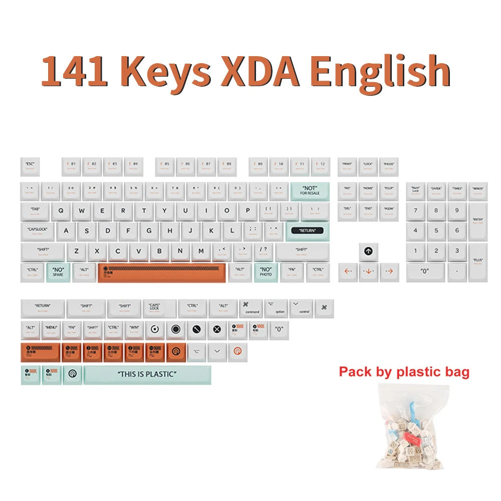 141 Keys XDA Profile Plastic Theme PBT Keycaps - Keebookeys