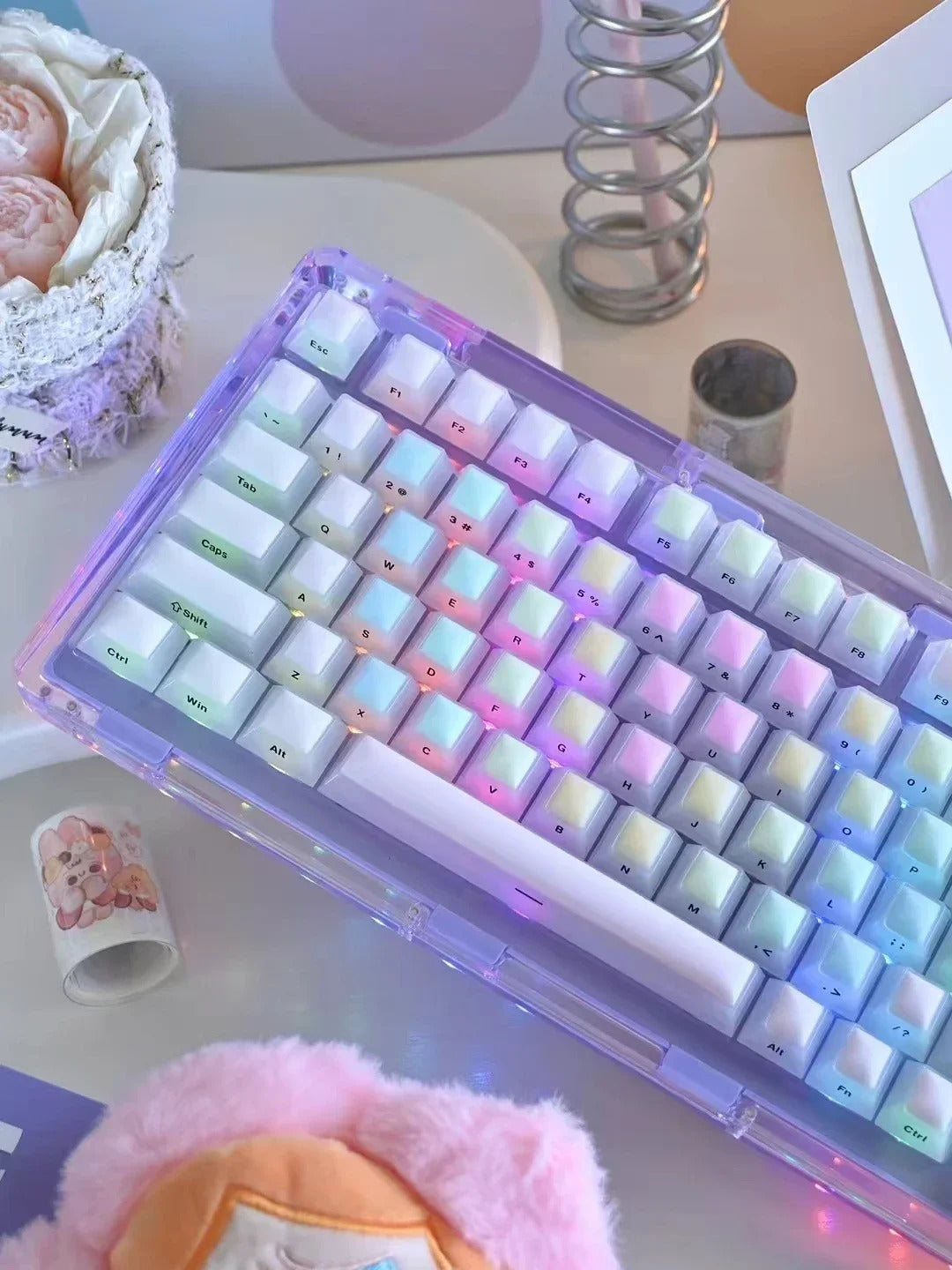 124 Keys Cherry Profile Rainbow Soft Candy Keycaps - Keebookeys