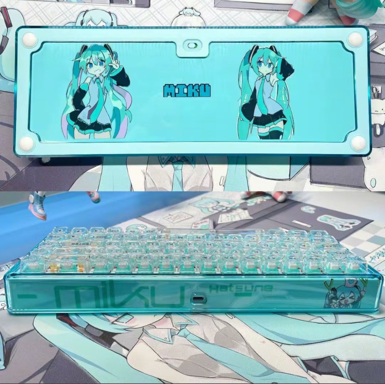Hatsune Miku Themed Custom Keyboard/Base 68 - Keebookeys