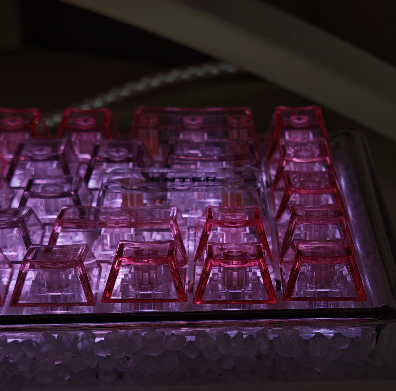 (Sakura Pink) Luminous Glow Stone Keyboard/Base 68 - Keebookeys