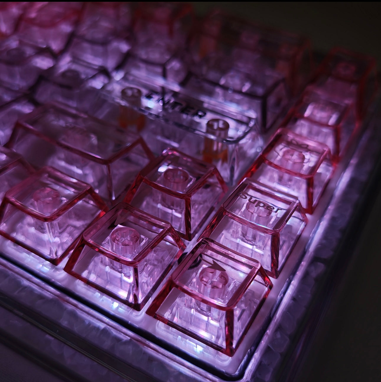 (Sakura Pink) Luminous Glow Stone Keyboard/Base 68 - Keebookeys