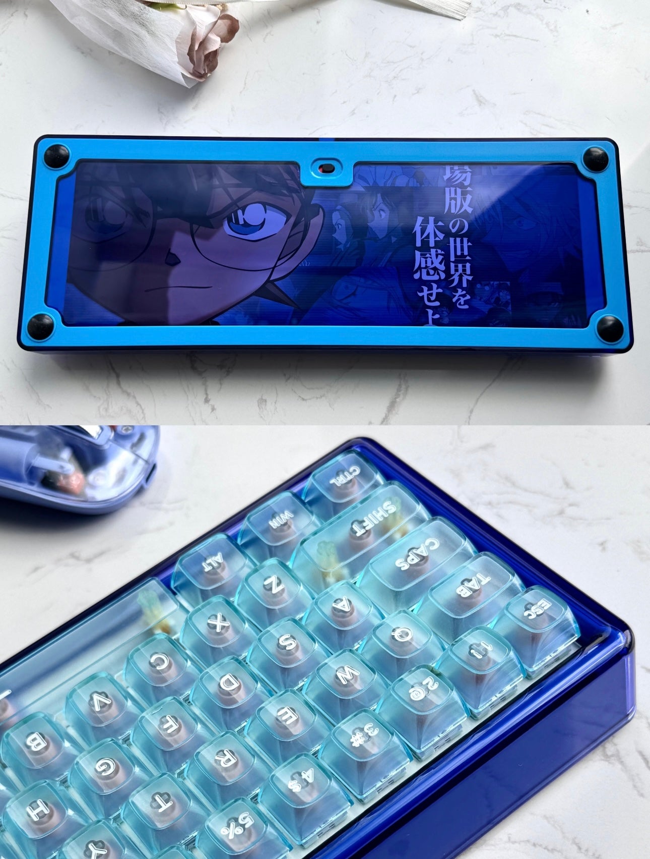 Detective Conan Themed Custom Keyboard Blue/Base 68 - Keebookeys