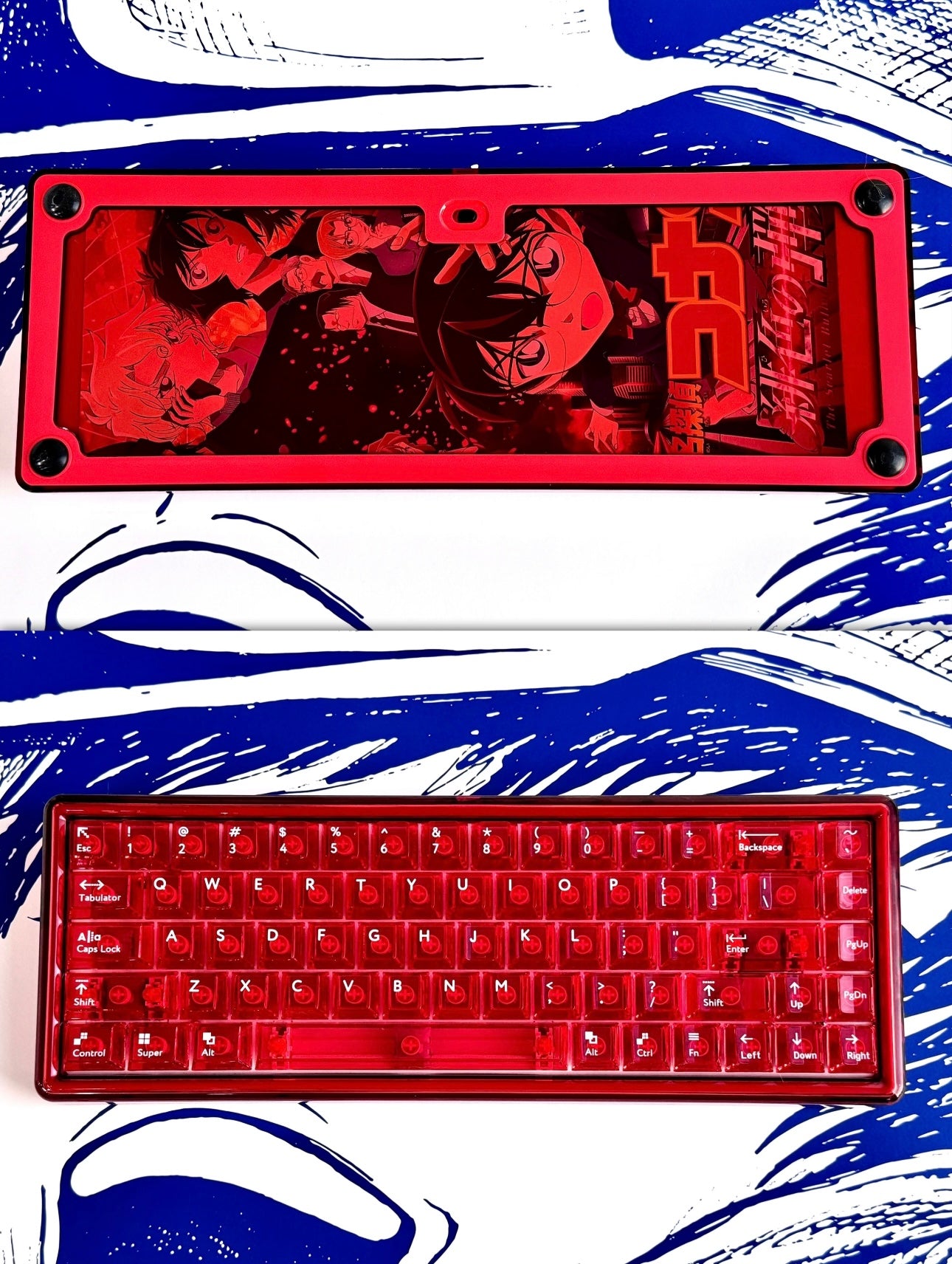 Detective Conan Themed Custom Keyboard Red /Base 68 - Keebookeys