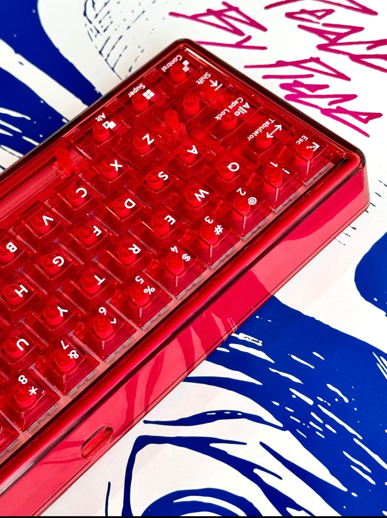 Detective Conan Themed Custom Keyboard Red /Base 68 - Keebookeys