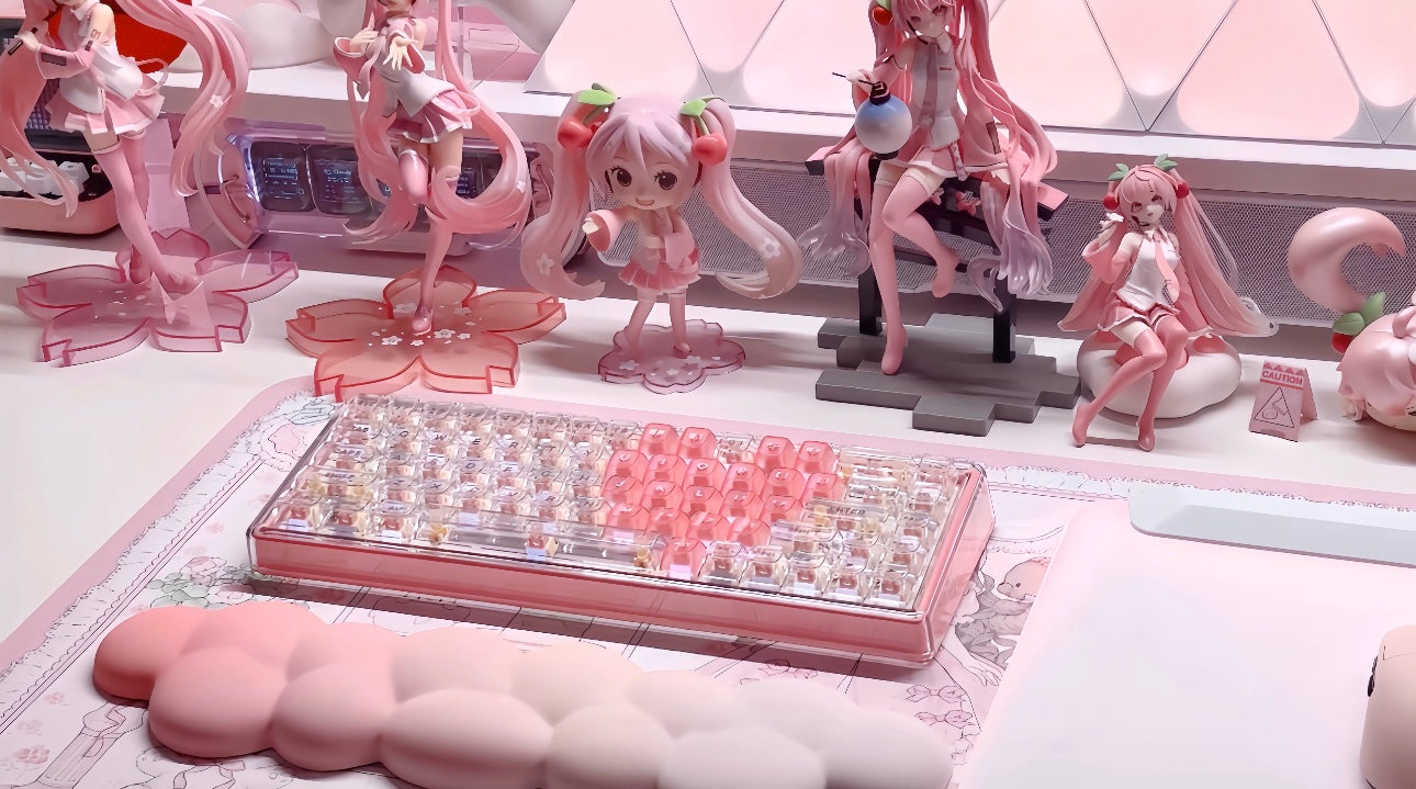 Sakura Miku Themed Keyboard/Base 68 - Keebookeys