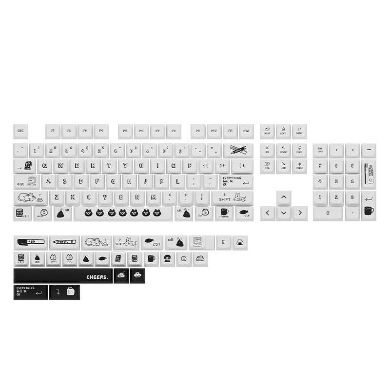 XDA Profile Black Cartoon PBT Keycaps - Keebookeys
