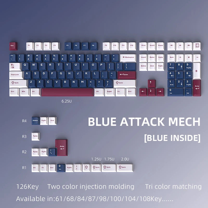 126 Keys Cherry Profile Minimalist PBT Keycaps - Keebookeys