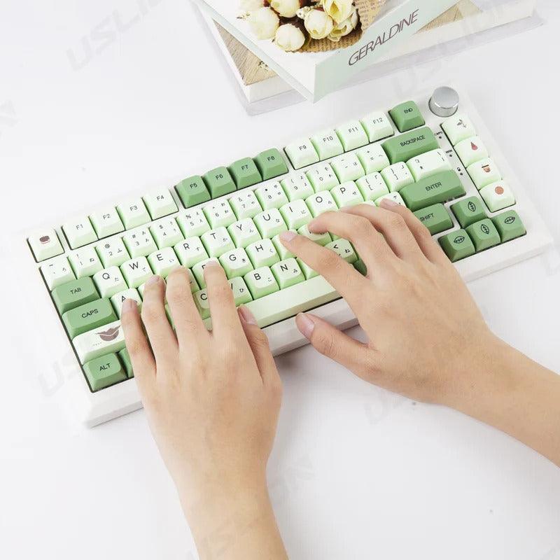 123 Keys XDA Profile Green Tea PBT Keycaps - Keebookeys