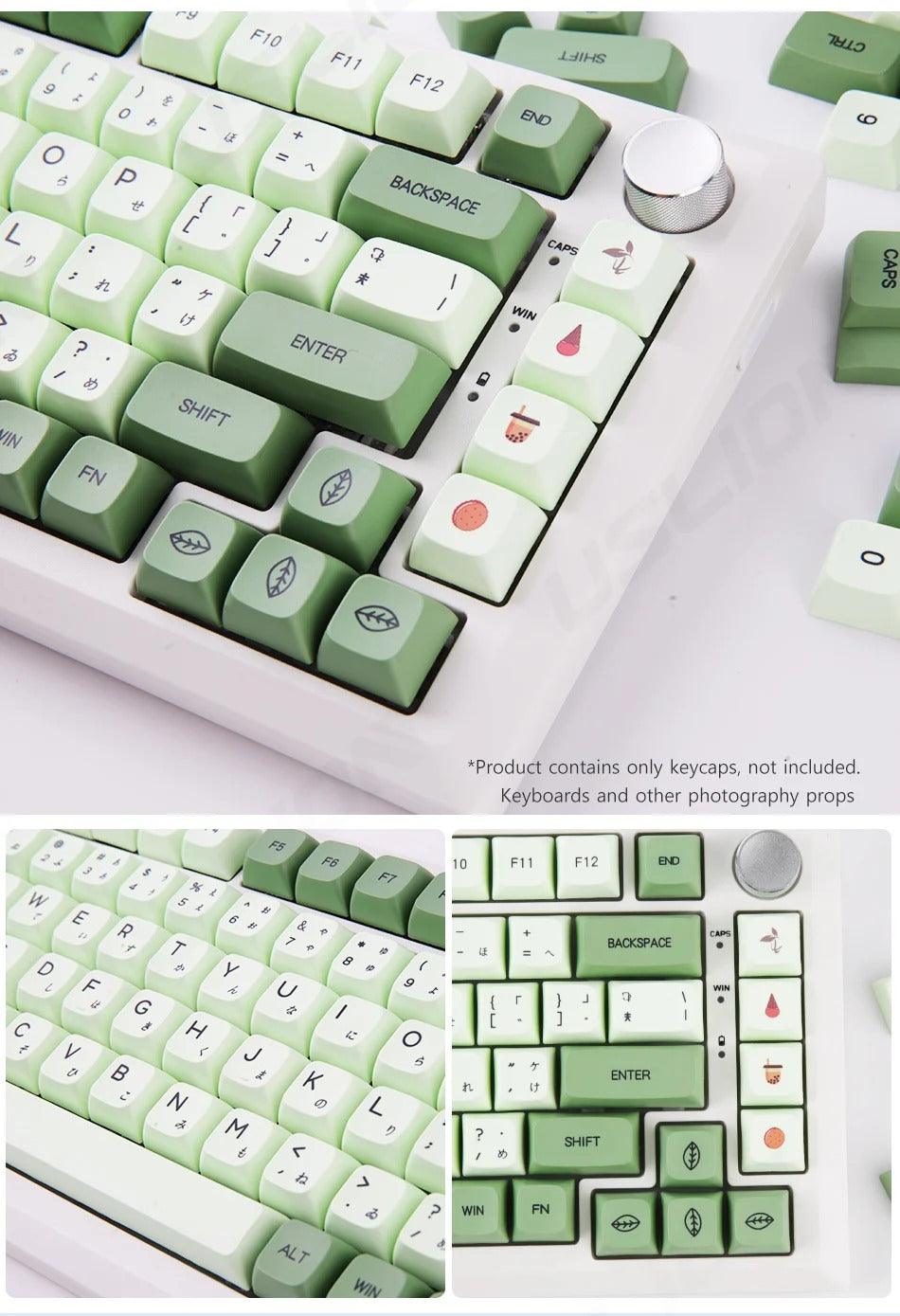 123 Keys XDA Profile Green Tea PBT Keycaps - Keebookeys