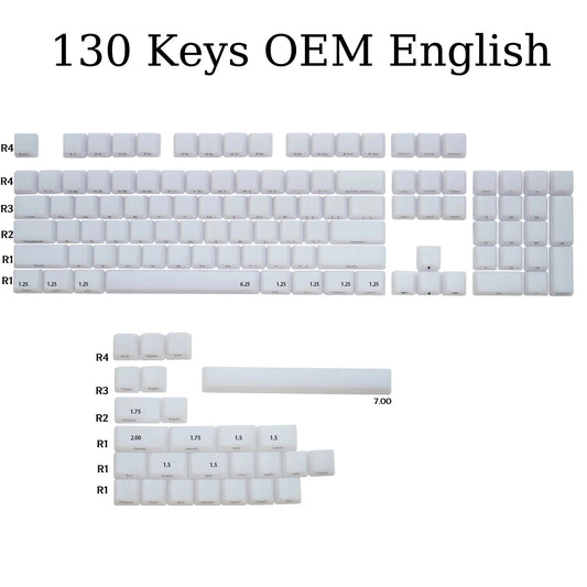 130 Keys OEM Profile Transparent Fog Theme PBT Keycaps - Keebookeys
