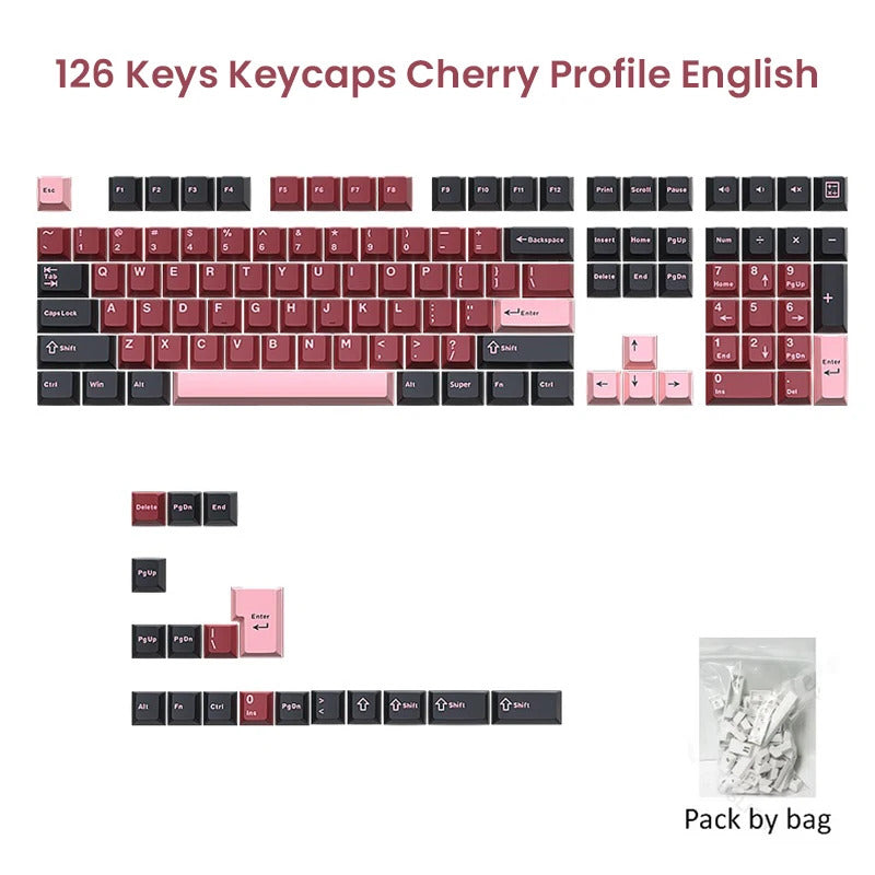 126 Keys Cherry Profile Minimalist PBT Keycaps - Keebookeys