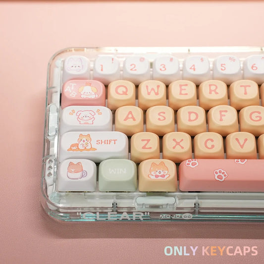 126 Keys MOA Profile Colorful Dogs & Raccoon Theme PBT Keycaps - Keebookeys