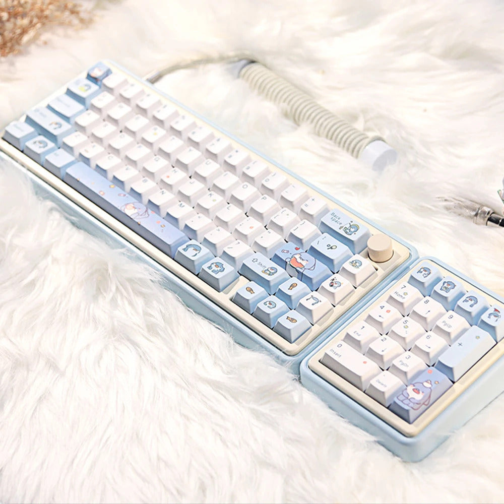 131 Keys Cherry Profile Cartoon Shark Theme PBT Keycaps - Keebookeys