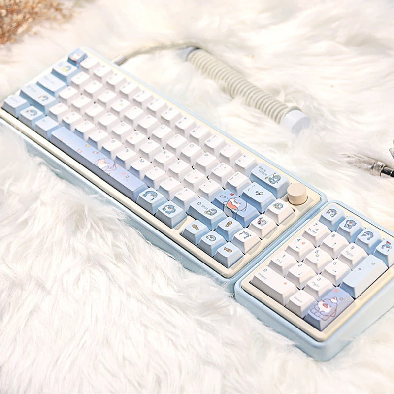 131 Keys Cherry Profile Cartoon Shark Theme PBT Keycaps - Keebookeys