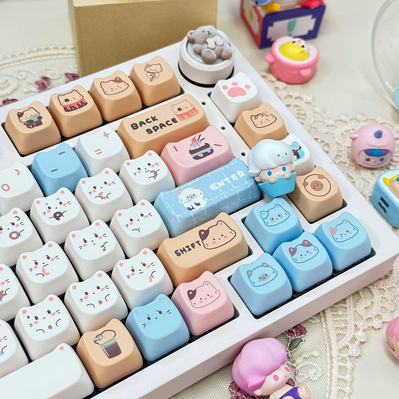 MOA Profile Sea Salt Cat PBT Keycaps - Keebookeys