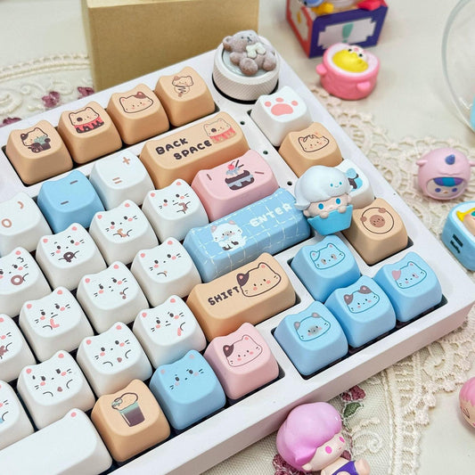 MOA Profile Sea Salt Cat PBT Keycaps - Keebookeys