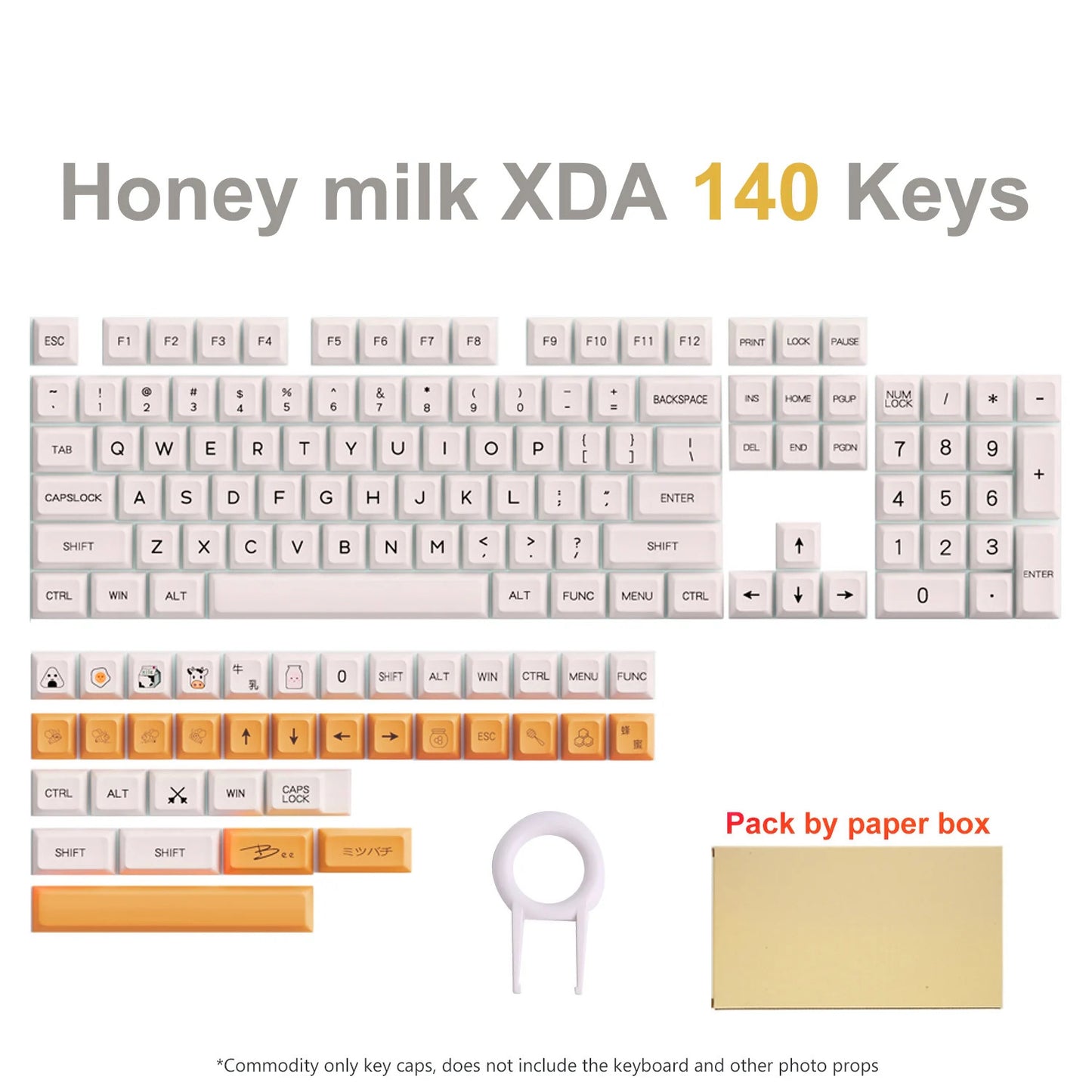 XDA Profile Honey Milk Theme PBT Keycaps - Keebookeys