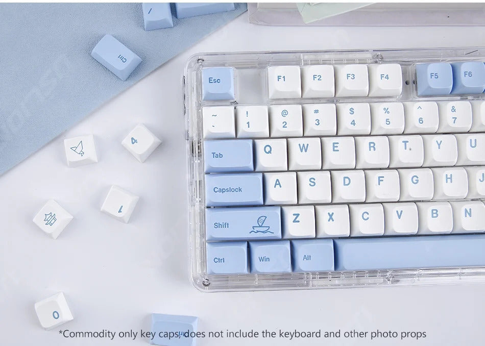 133 Keys XDA Profile Ocean Whale Theme PBT Keycaps - Keebookeys