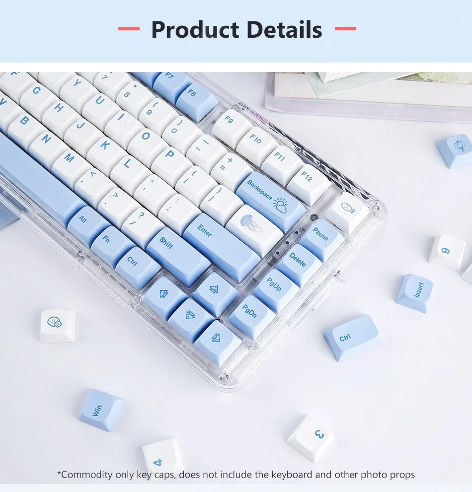 133 Keys XDA Profile Ocean Whale Theme PBT Keycaps - Keebookeys