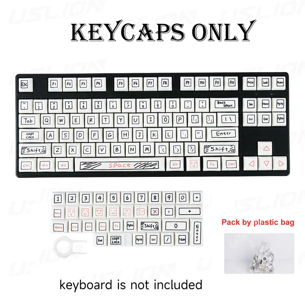 125 Keys Graffiti Theme XDA Profile PBT Keycaps - Keebookeys