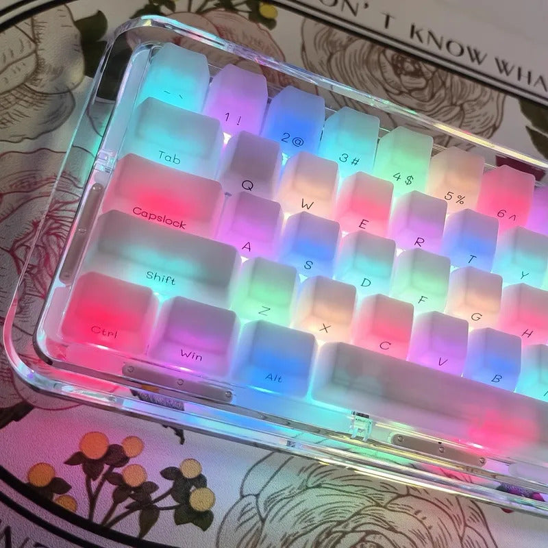 130 Keys OEM Profile Transparent Fog Theme PBT Keycaps - Keebookeys