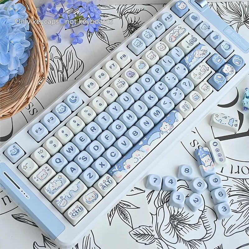 USLION 132 Keys MOA Profile Ice Cream Bear Theme PBT Keycaps - Keebookeys