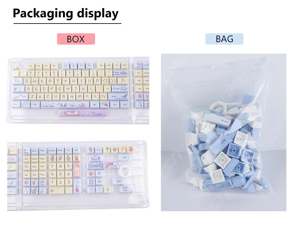 133 Keys XDA Profile Ocean Whale Theme PBT Keycaps - Keebookeys