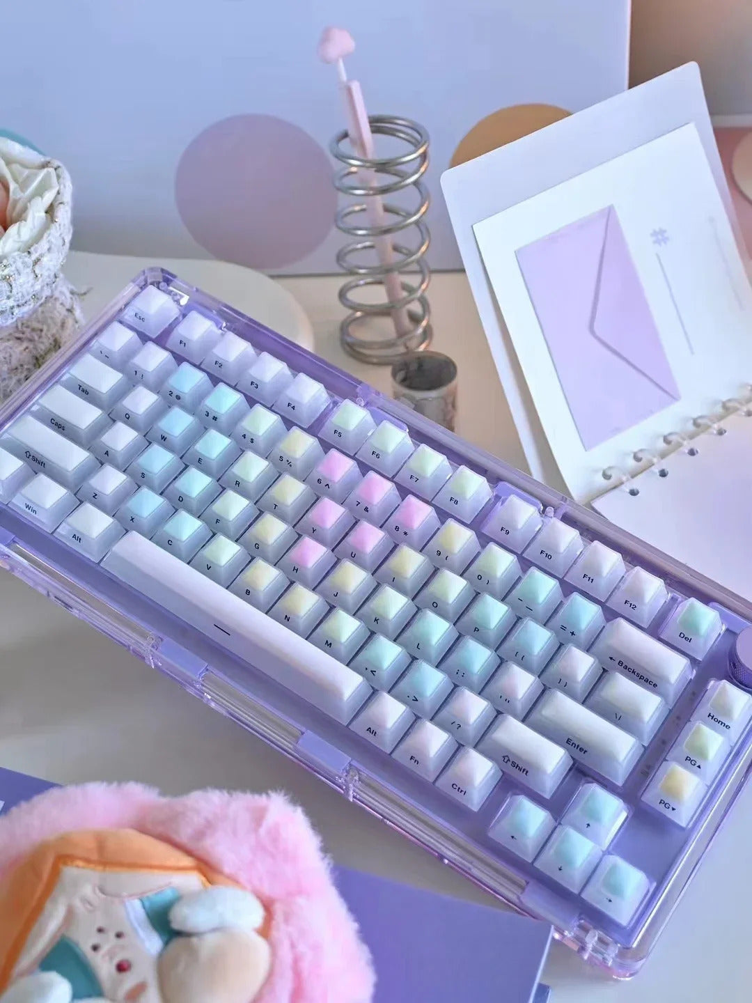 124 Keys Cherry Profile Rainbow Soft Candy Keycaps - Keebookeys