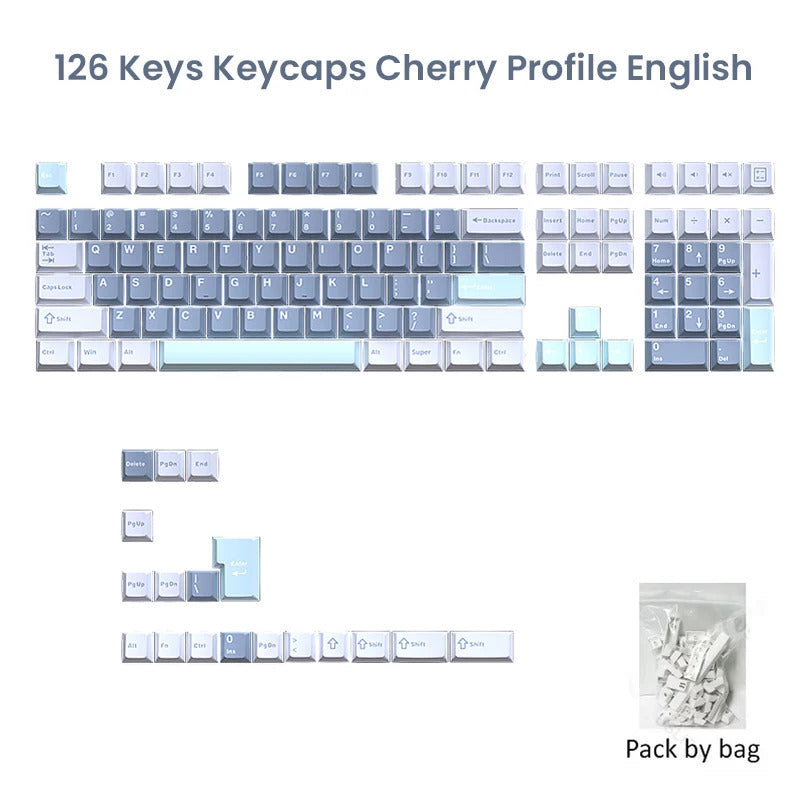 126 Keys Cherry Profile Minimalist PBT Keycaps - Keebookeys