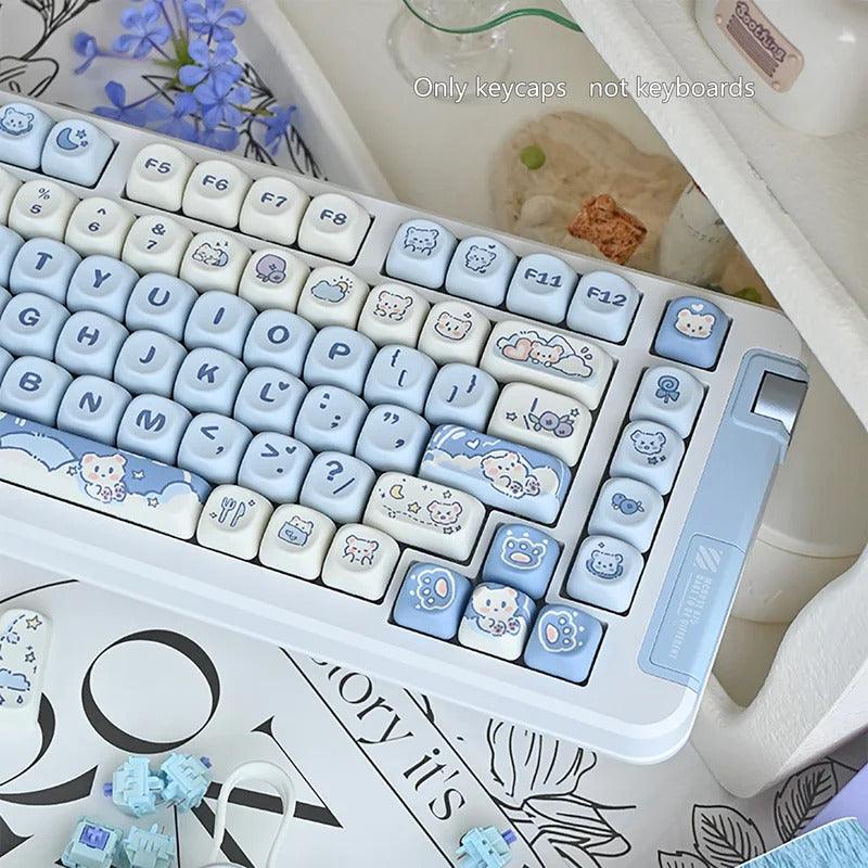 USLION 132 Keys MOA Profile Ice Cream Bear Theme PBT Keycaps - Keebookeys
