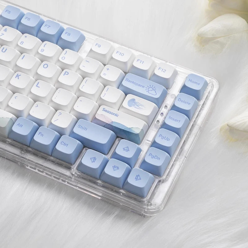 133 Keys XDA Profile Ocean Whale Theme PBT Keycaps - Keebookeys