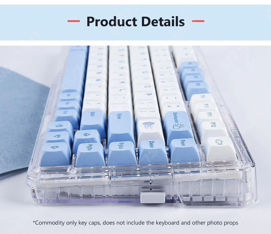133 Keys XDA Profile Ocean Whale Theme PBT Keycaps - Keebookeys