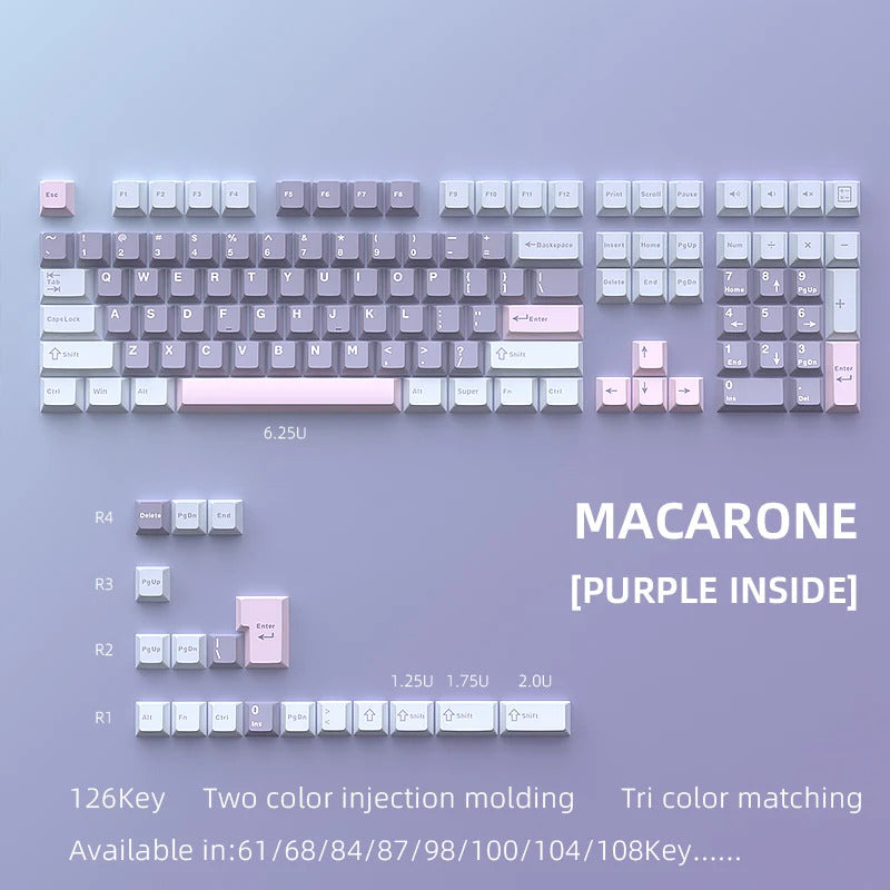 126 Keys Cherry Profile Minimalist PBT Keycaps - Keebookeys