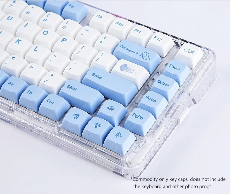 133 Keys XDA Profile Ocean Whale Theme PBT Keycaps - Keebookeys