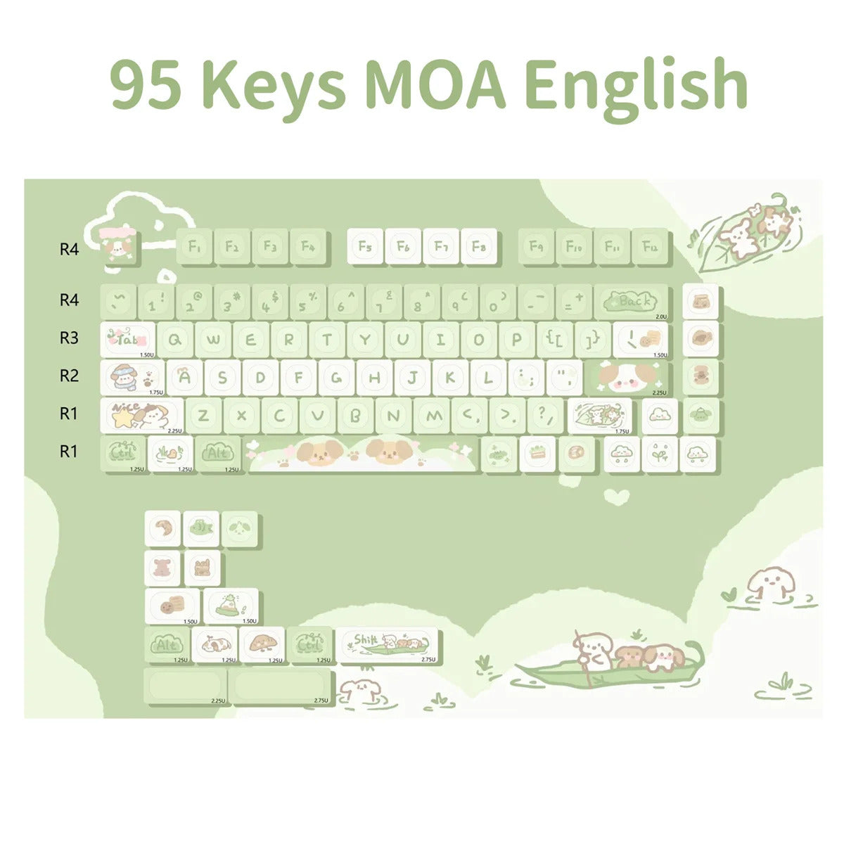 95 Keys Sweet Zoo Series MOA Profile PBT Keycaps - Keebookeys