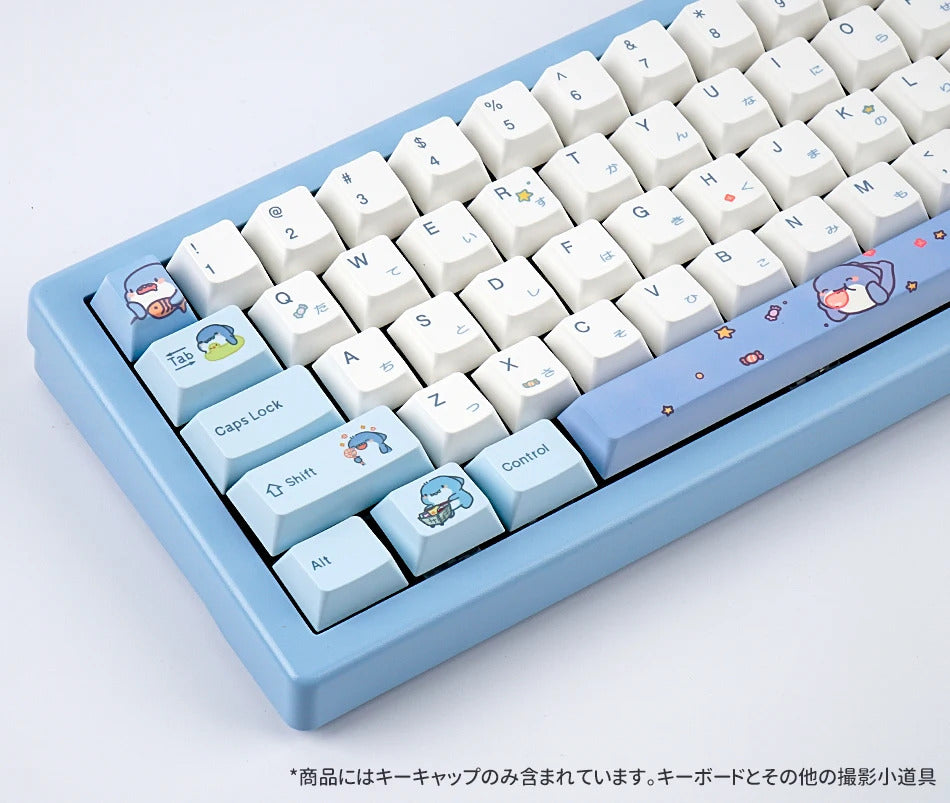 131 Keys Cherry Profile Cartoon Shark Theme PBT Keycaps - Keebookeys