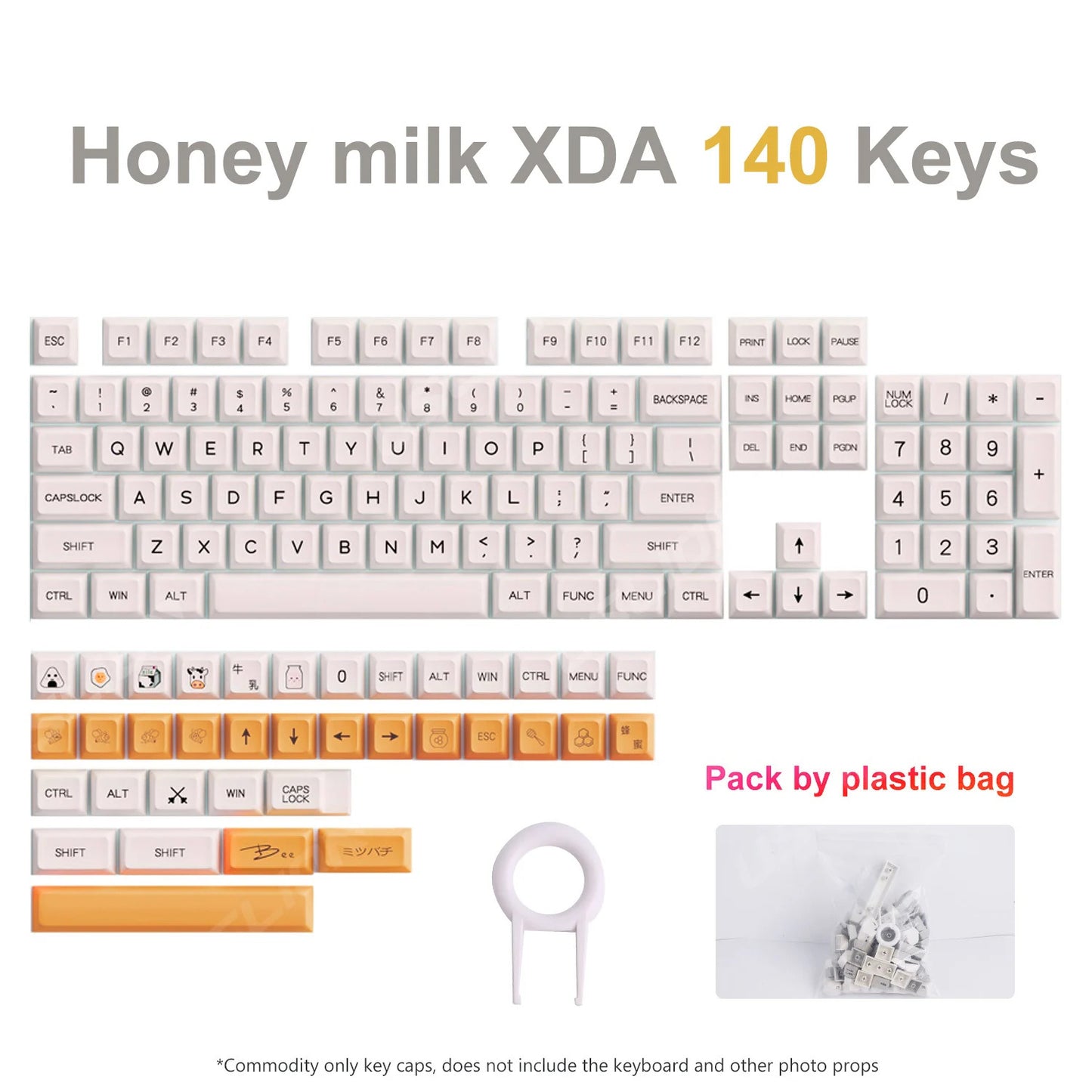XDA Profile Honey Milk Theme PBT Keycaps - Keebookeys