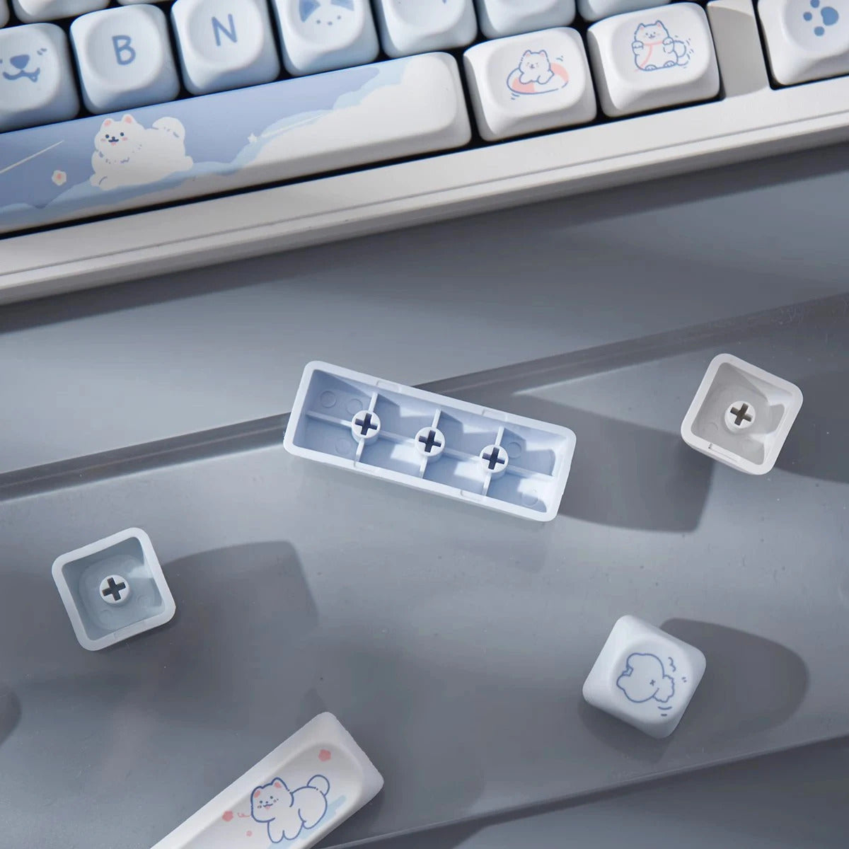 MOA Profile Samoyed Dogs PBT Keycaps - Keebookeys