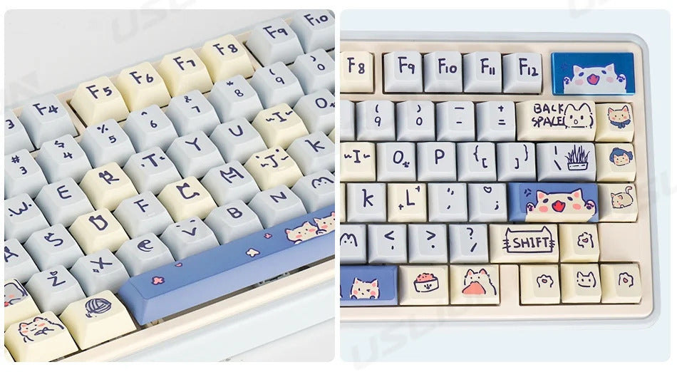 95 Keys Bunny & Cat PBT Keycaps Cherry Profile - Keebookeys