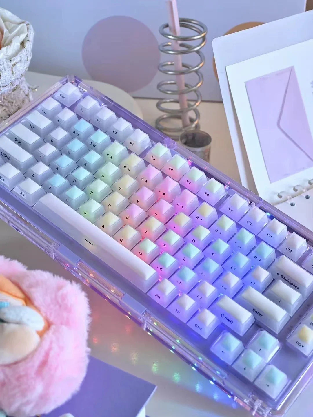 124 Keys Cherry Profile Rainbow Soft Candy Keycaps - Keebookeys