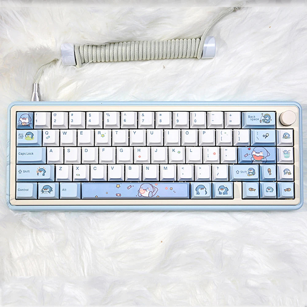 131 Keys Cherry Profile Cartoon Shark Theme PBT Keycaps - Keebookeys