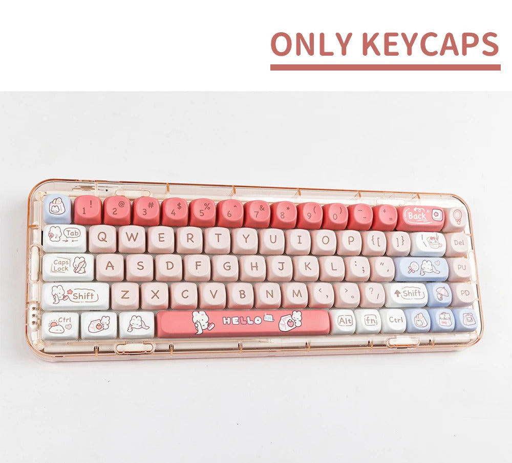 140 Keys SOA Profile Shopping Rabbit Theme PBT Keycaps - Keebookeys
