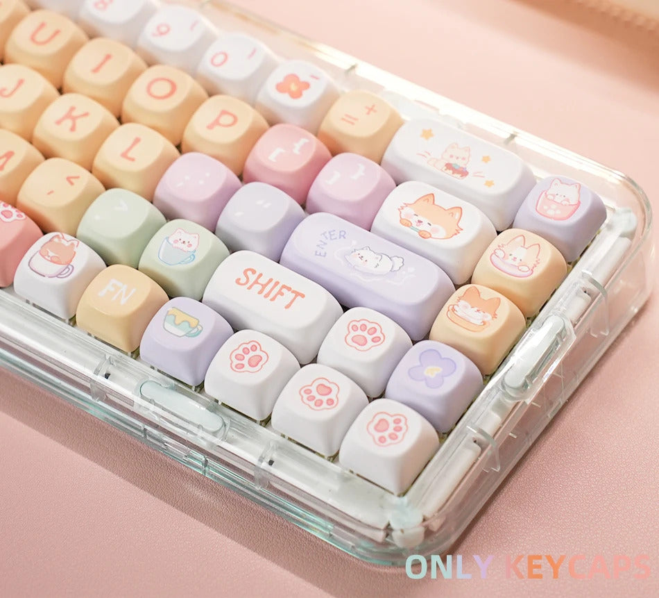 126 Keys MOA Profile Colorful Dogs & Raccoon Theme PBT Keycaps - Keebookeys