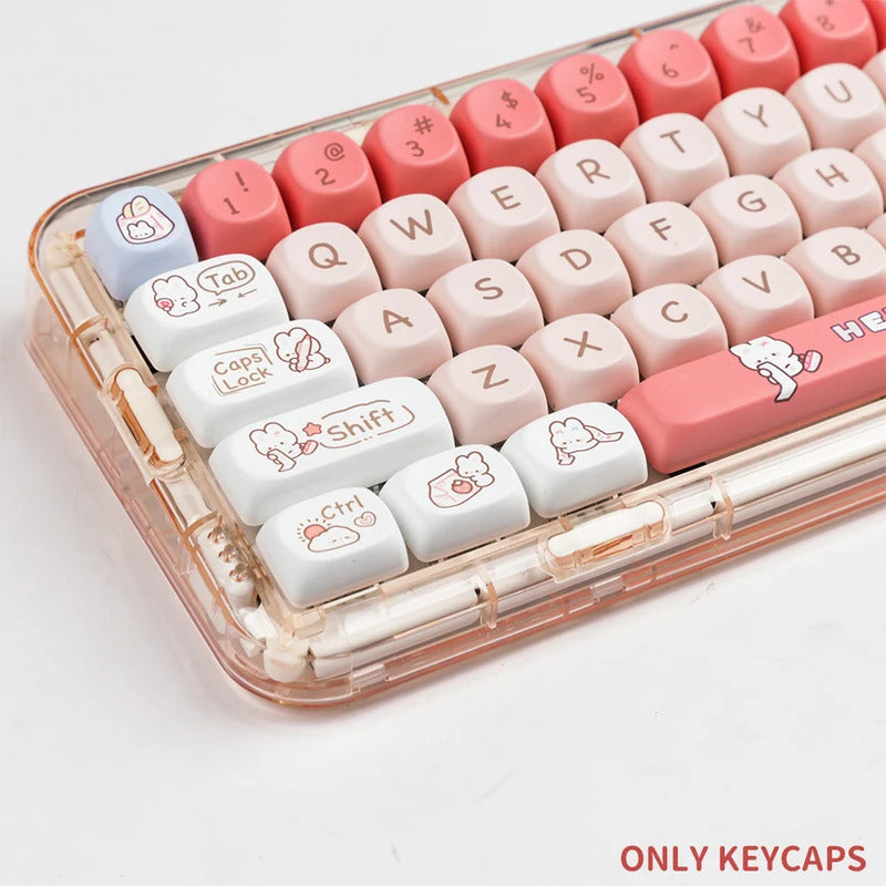 140 Keys SOA Profile Shopping Rabbit Theme PBT Keycaps - Keebookeys