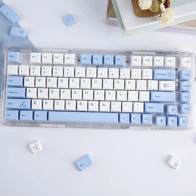 133 Keys XDA Profile Ocean Whale Theme PBT Keycaps - Keebookeys
