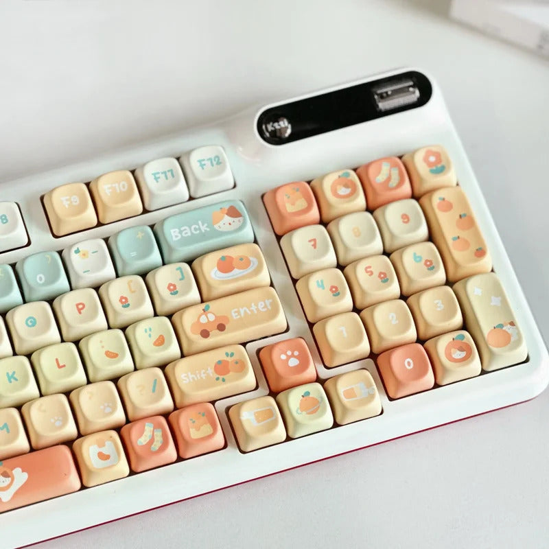 131 Keys XOA Profile Orange Soda Theme PBT Keycaps - Keebookeys