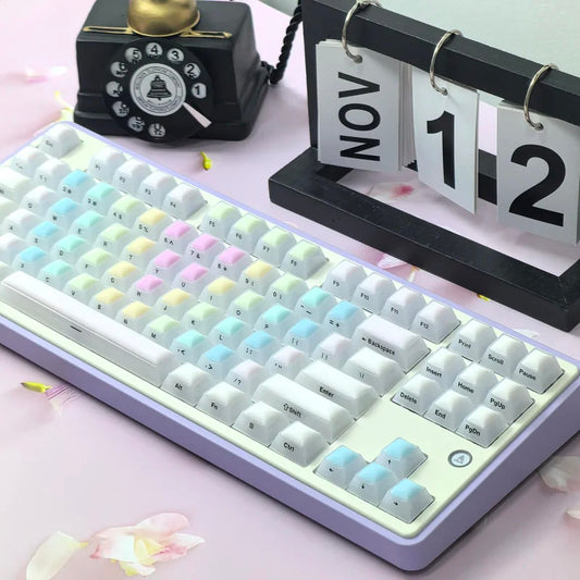 124 Keys Cherry Profile Rainbow Soft Candy Keycaps - Keebookeys