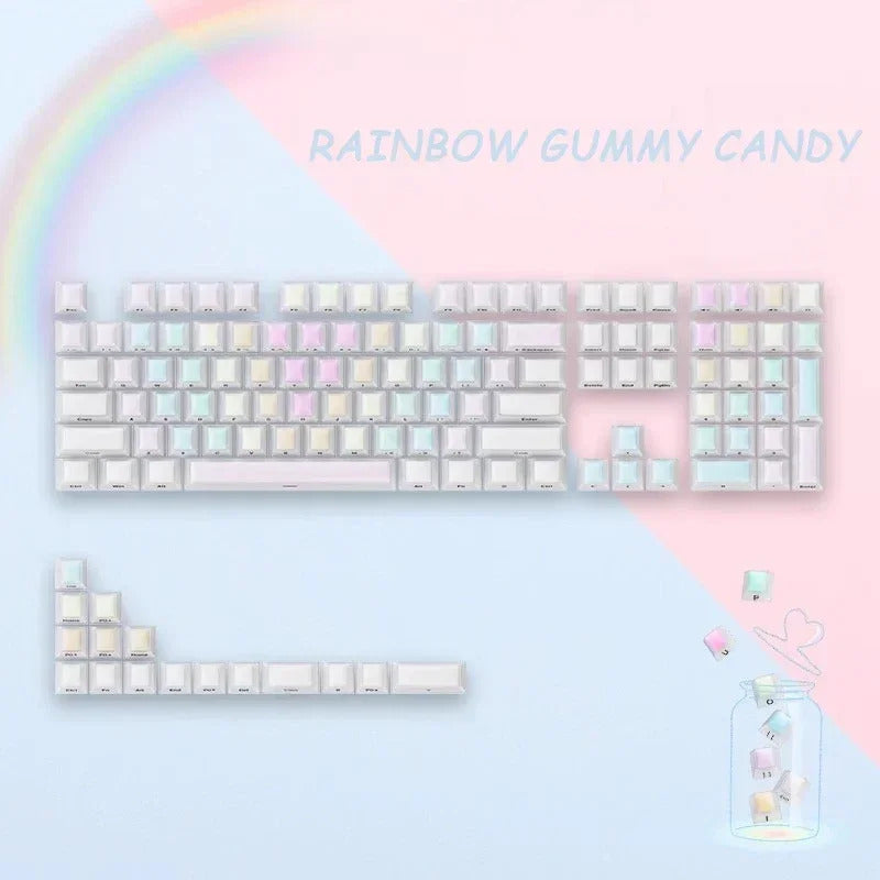 124 Keys Cherry Profile Rainbow Soft Candy Keycaps - Keebookeys