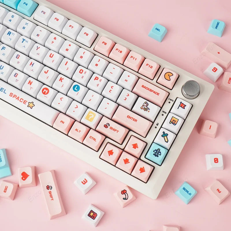 124 Keys XDA Profile Pixel Wars Theme PBT Keycaps - Keebookeys