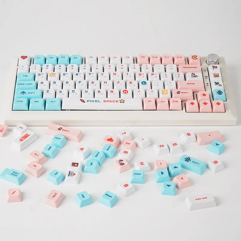 124 Keys XDA Profile Pixel Wars Theme PBT Keycaps - Keebookeys